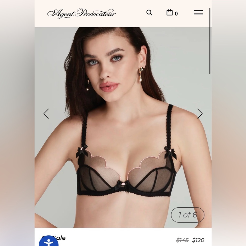 Agent Provocateur Black and Pink Mesh Bra